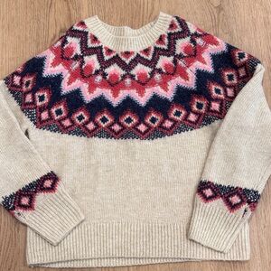 Women's Fair Isle Sweater - Cream and Pink-XS
